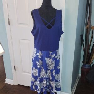 NWT Mayabo Floral Blue Sleeveless Dress
